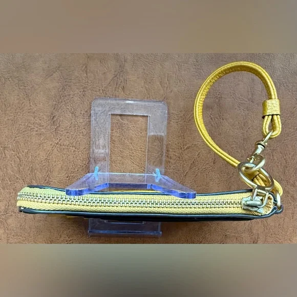 Tory Burch Perry Bombe Zip Card Case Golden Sunset Yellow Leather Wristlet - Picture 6 of 11